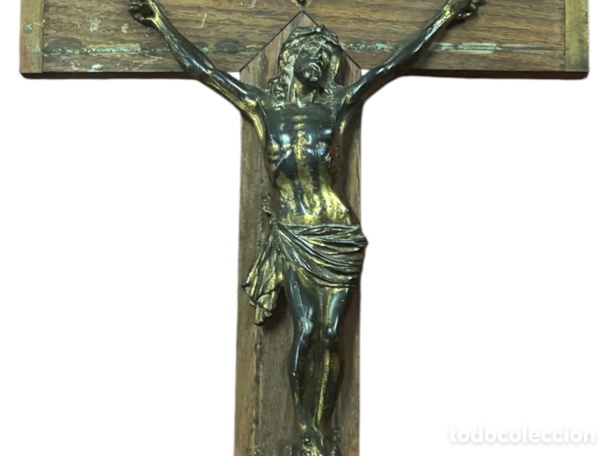Antig&uuml;edades: Antiguo crucifijo de bronce - Foto 4