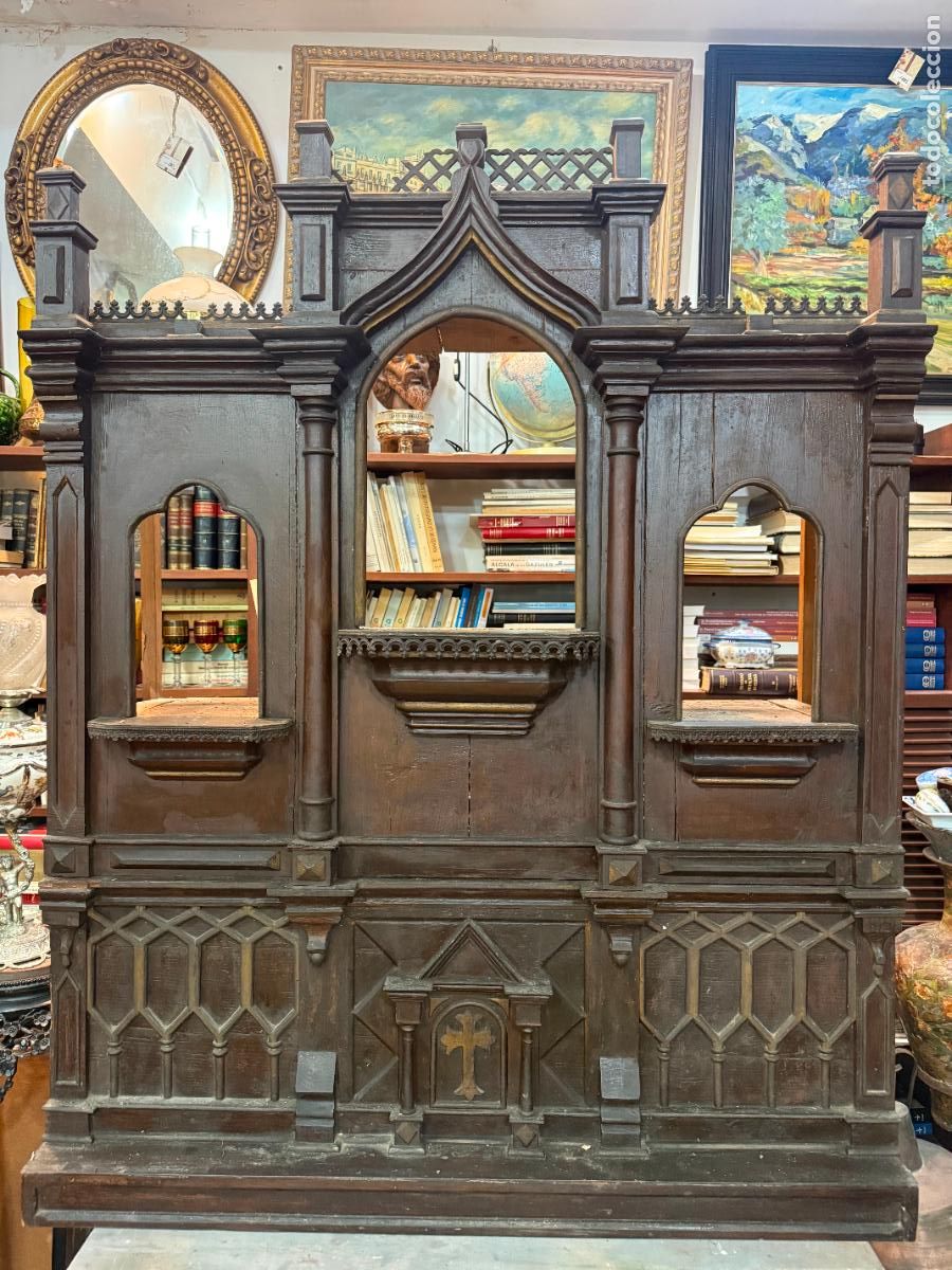 Antig&uuml;edades: ANTIGUO FRENTE DE RETABLO RELIGIOSO - CAPILLA - MEDIDA TOTAL 130X103 CM