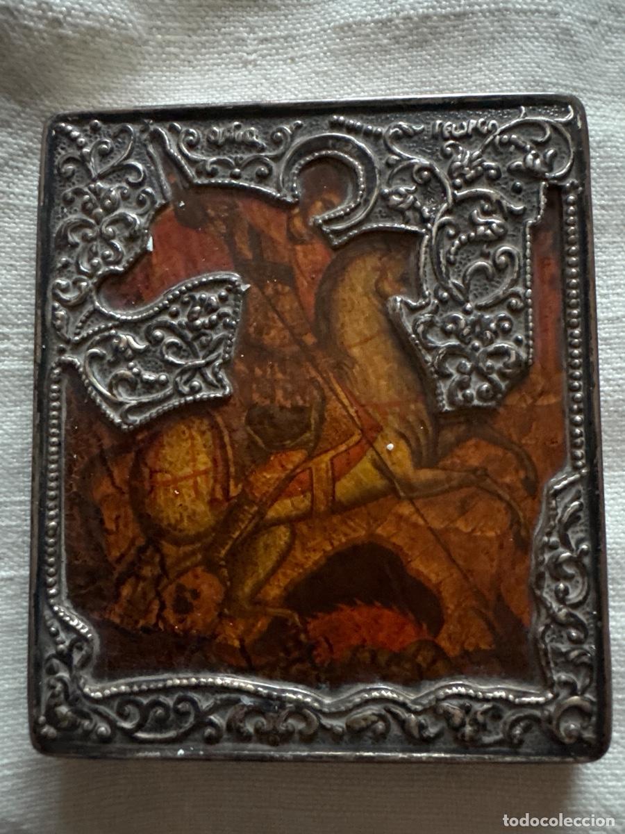 Antiques: Icono de san Jorge en plata de ley