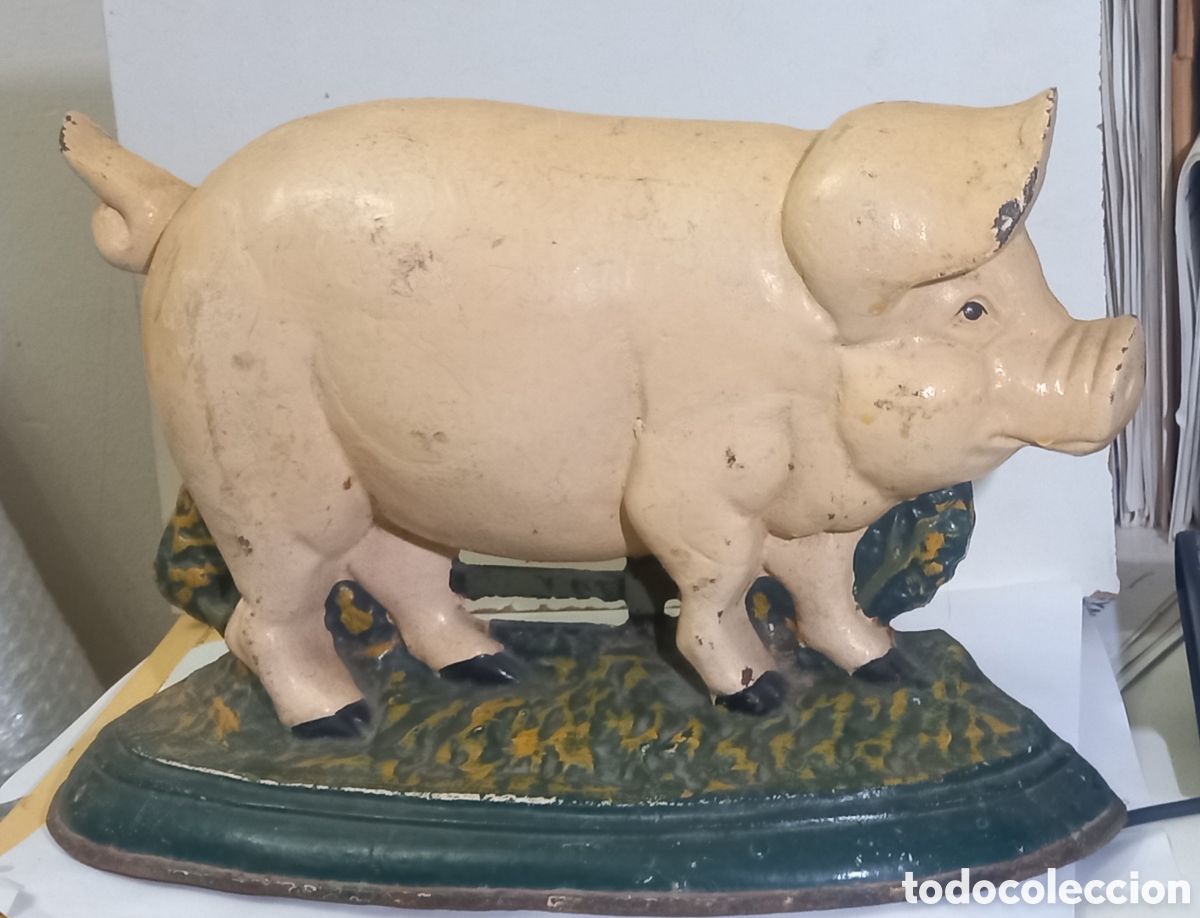 Oggetti Antichi: ANTIGUO SOPORTE PUBLICITARIO EN HIERRO PARA CARNICER&Iacute;A /CHARCUTERIA. PP.S.XX.BARCELONA.