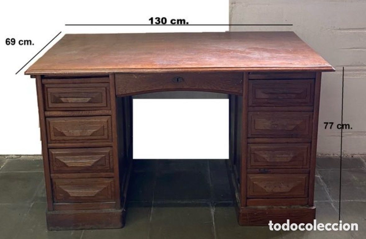 Antig&uuml;edades: Escritorio de roble antiguo - Foto 1