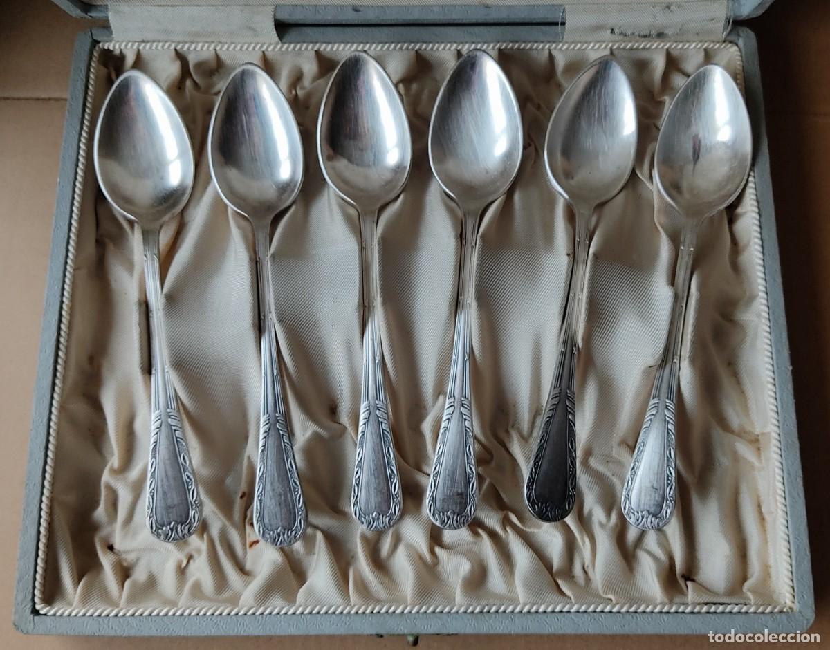 Antig&uuml;edades: Conjunto de 6 cucharas de postre de Alpaca - Foto 3