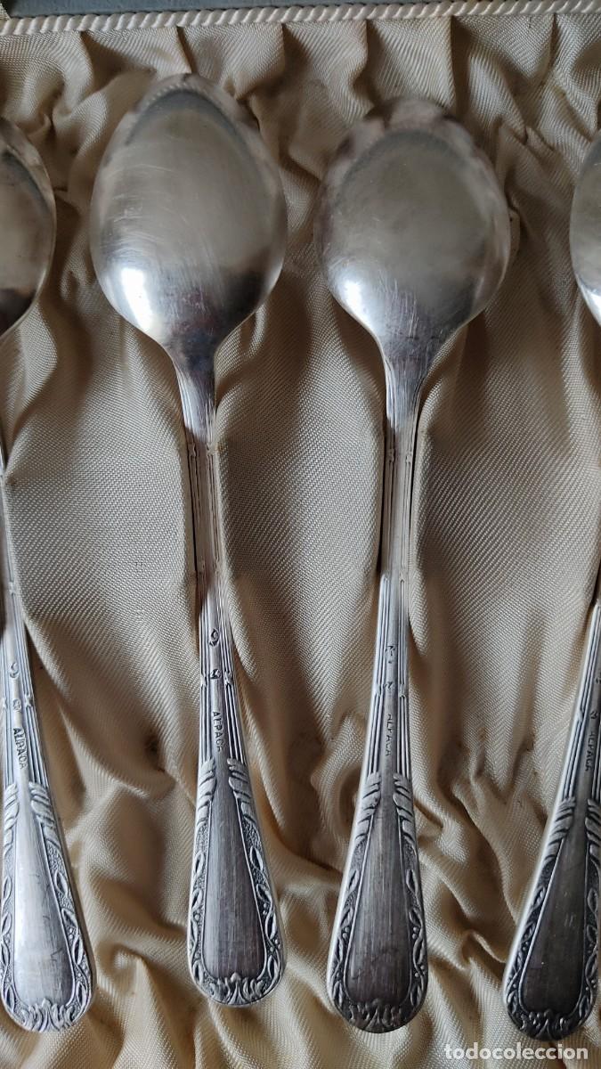 Antig&uuml;edades: Conjunto de 6 cucharas de postre de Alpaca - Foto 7