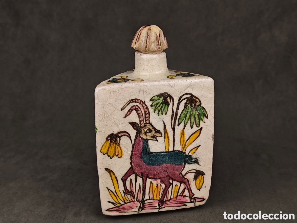 Antig&uuml;edades: Antigua Botella Triangular de Cer&aacute;mica Iran&iacute; Siglo XIX - Foto 6