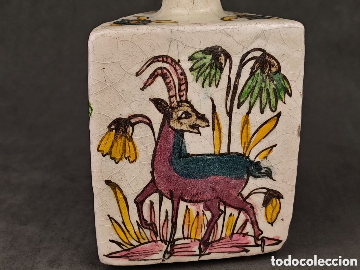 Antig&uuml;edades: Antigua Botella Triangular de Cer&aacute;mica Iran&iacute; Siglo XIX - Foto 7