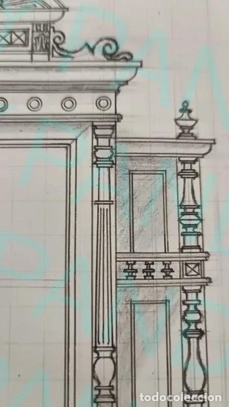Antig&uuml;edades: Boceto de Bufete de Comedor (Siglo XIX) - Foto 4