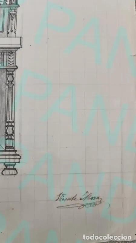 Antig&uuml;edades: Boceto de Bufete de Comedor (Siglo XIX) - Foto 5