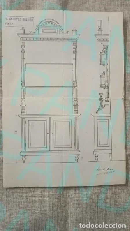 Antiquit&auml;ten: Boceto Mueble-Librer&iacute;a Siglo XIX (Vicente Mora)