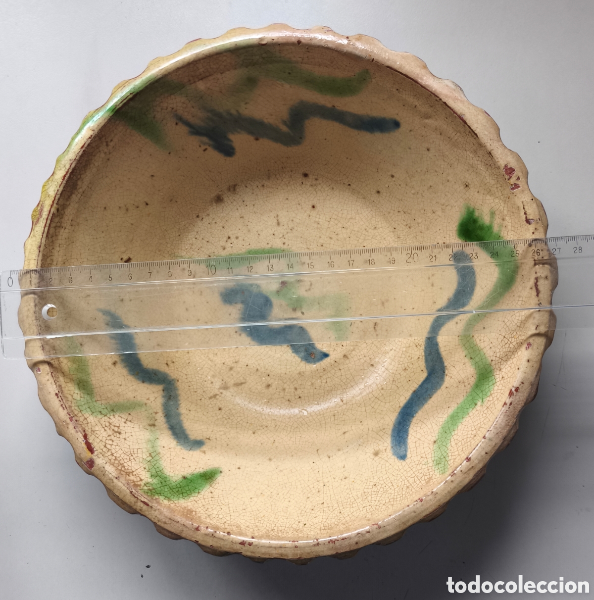 Antig&uuml;edades: lebrillo antiguo, recipiente tradicional de barro, - Foto 4