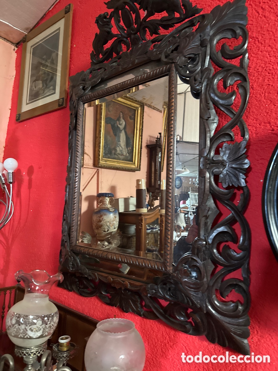 Antig&uuml;edades: Precioso espejo con marco de madera - Foto 8