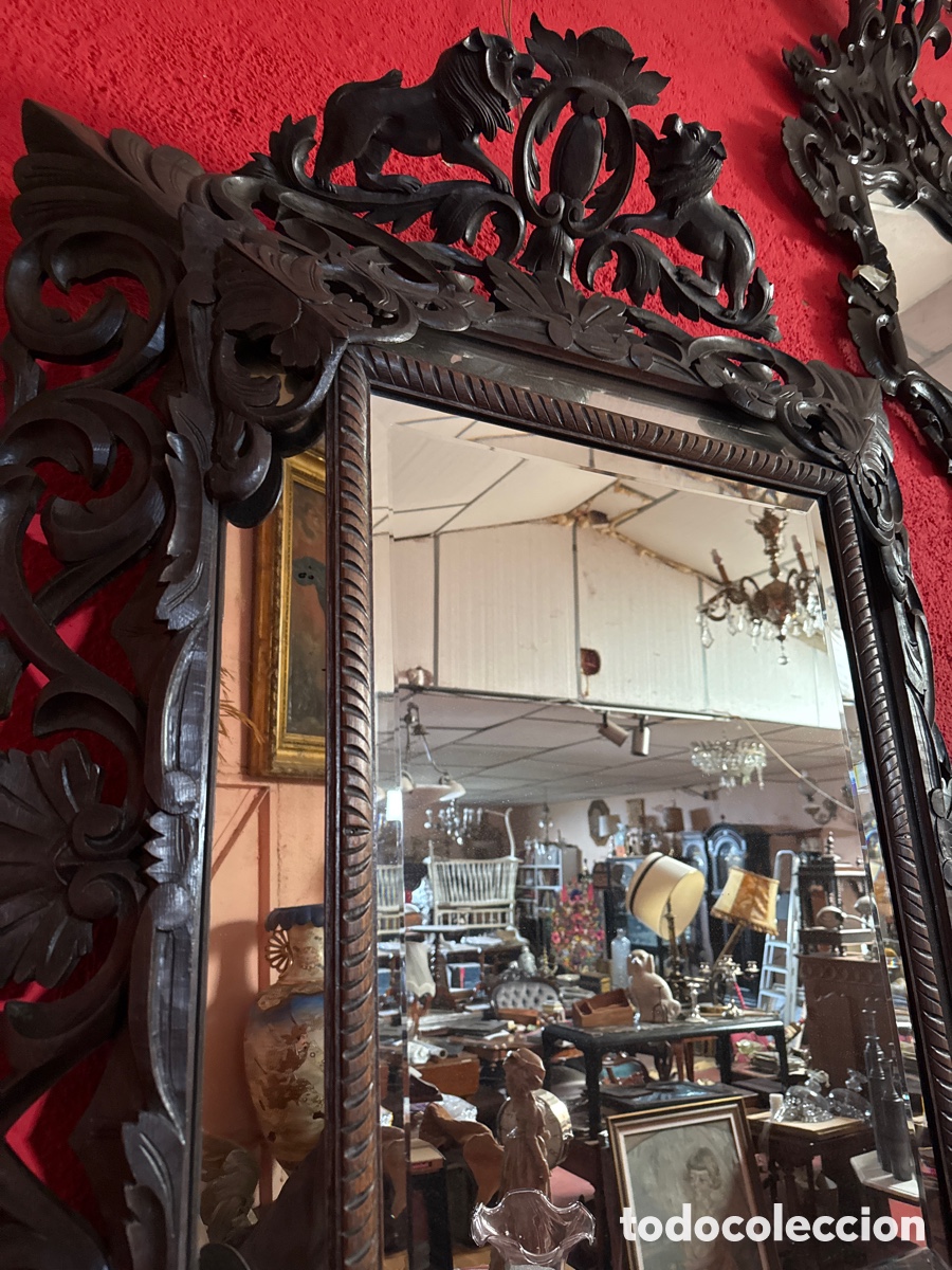 Antig&uuml;edades: Precioso espejo con marco de madera - Foto 9