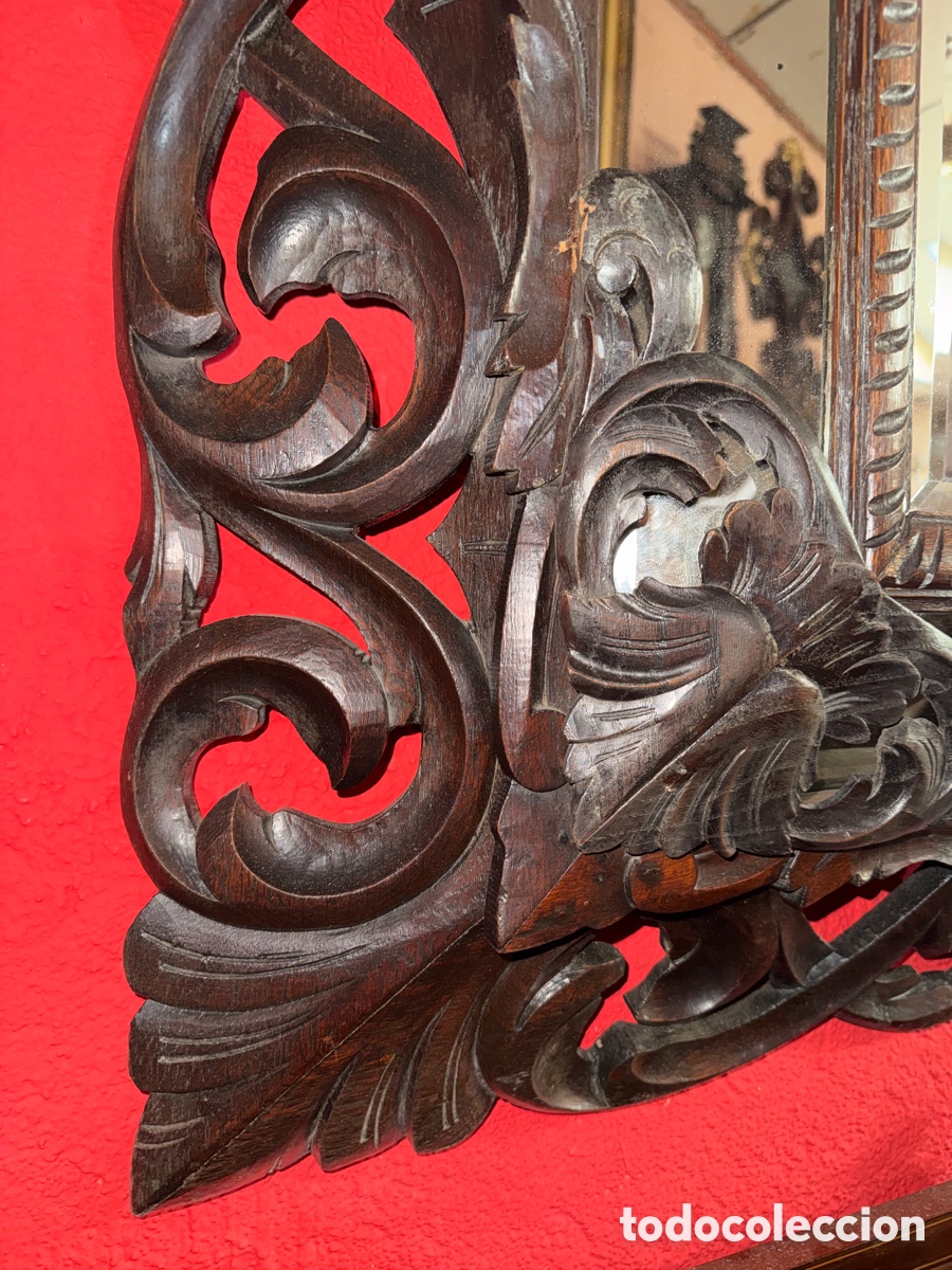 Antig&uuml;edades: Precioso espejo con marco de madera - Foto 10