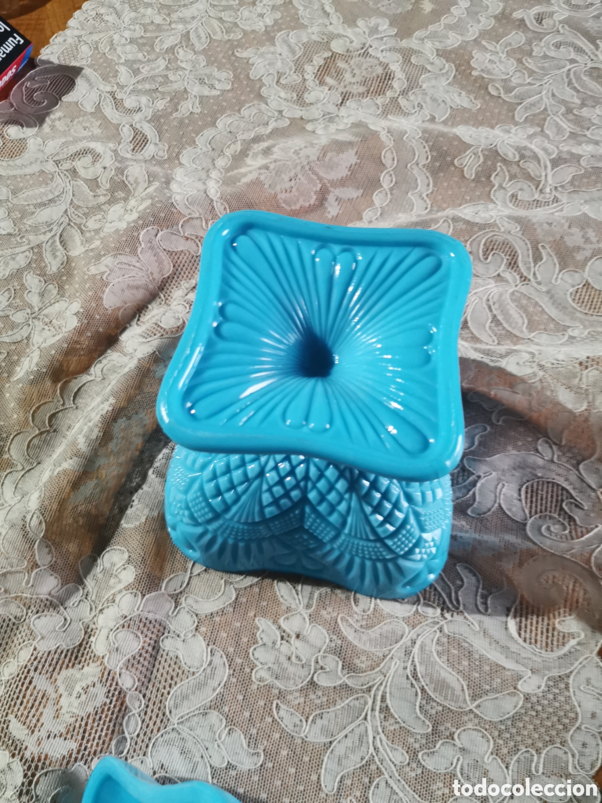 Antig&uuml;edades: Bombonera opalina isabelina 20 cm - Foto 3