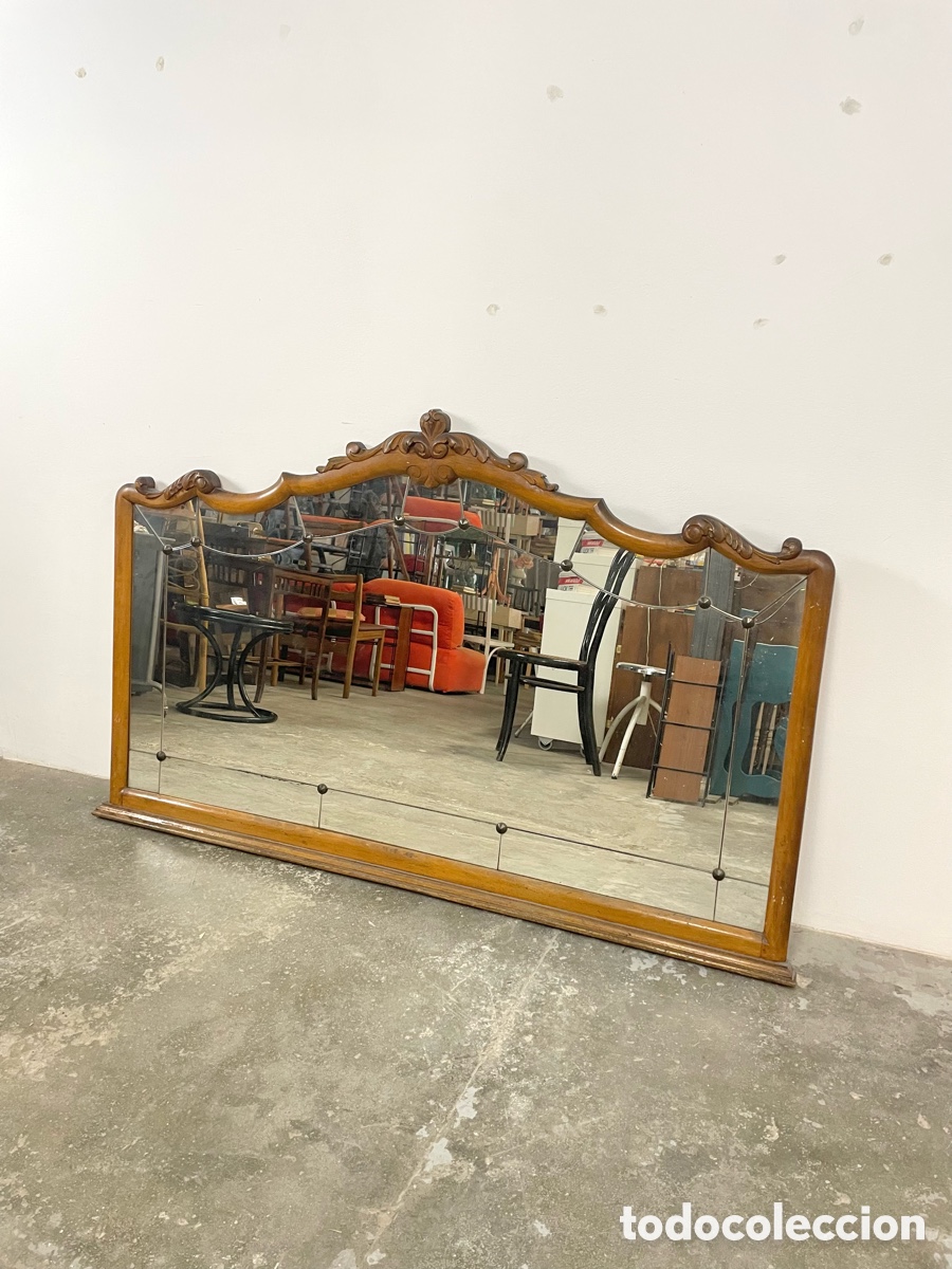 Antig&uuml;edades: Espejo antiguo con marco de madera - Foto 1