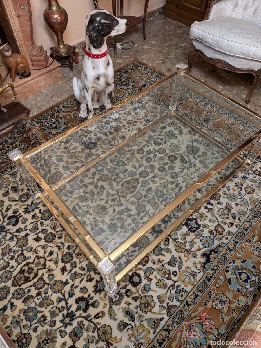 Antig&uuml;edades: Mesa Centro Vintage Cristal Metacrilato - Foto 1