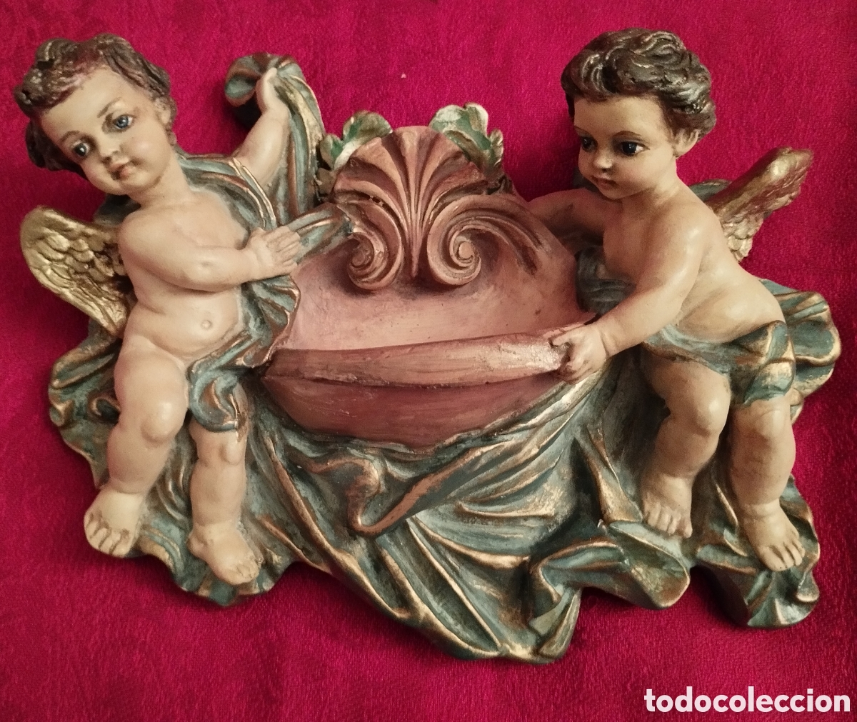 Antig&uuml;edades: Antigua Benditera Querubines. - Foto 3