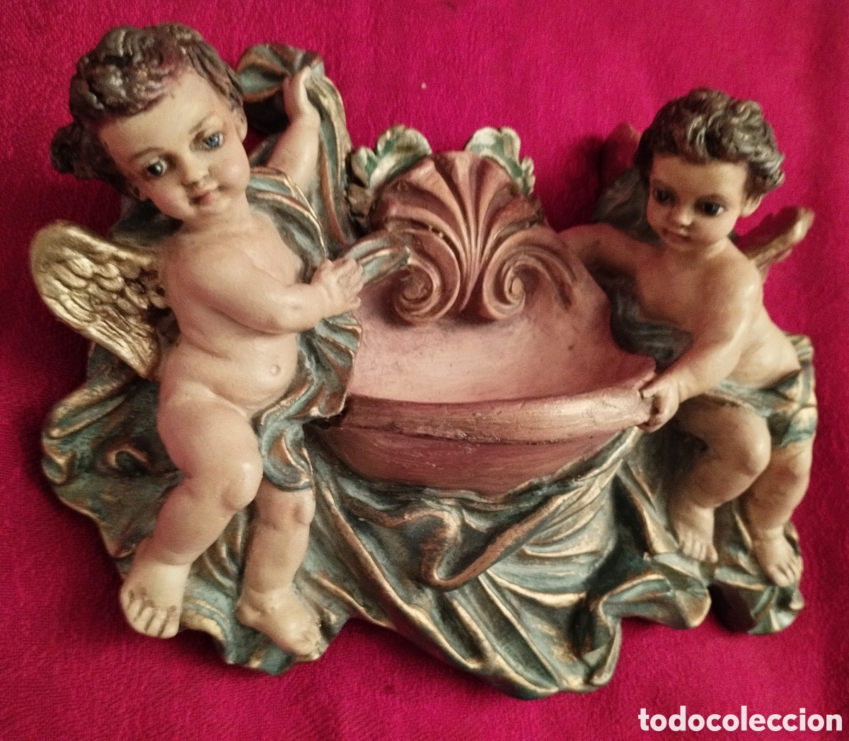 Antig&uuml;edades: Antigua Benditera Querubines. - Foto 4