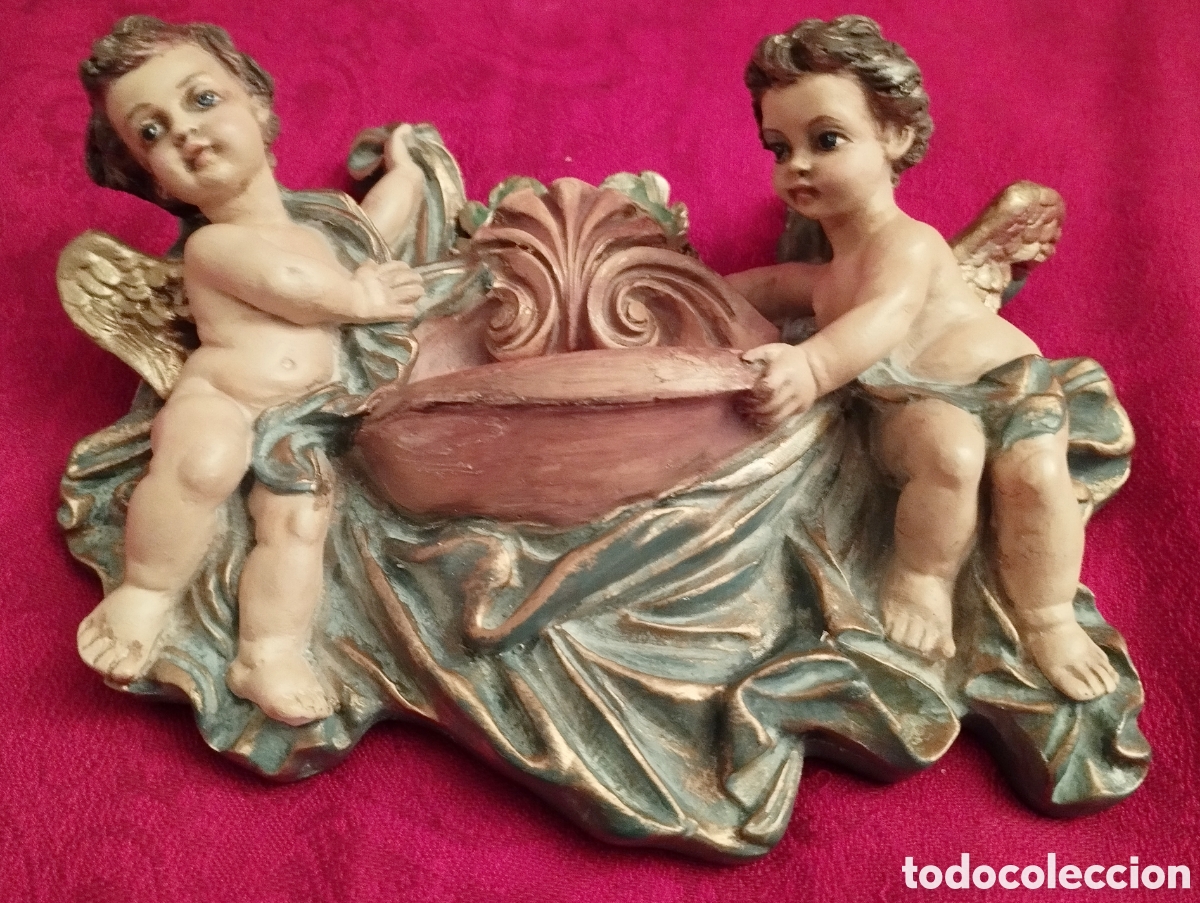 Antig&uuml;edades: Antigua Benditera Querubines. - Foto 6