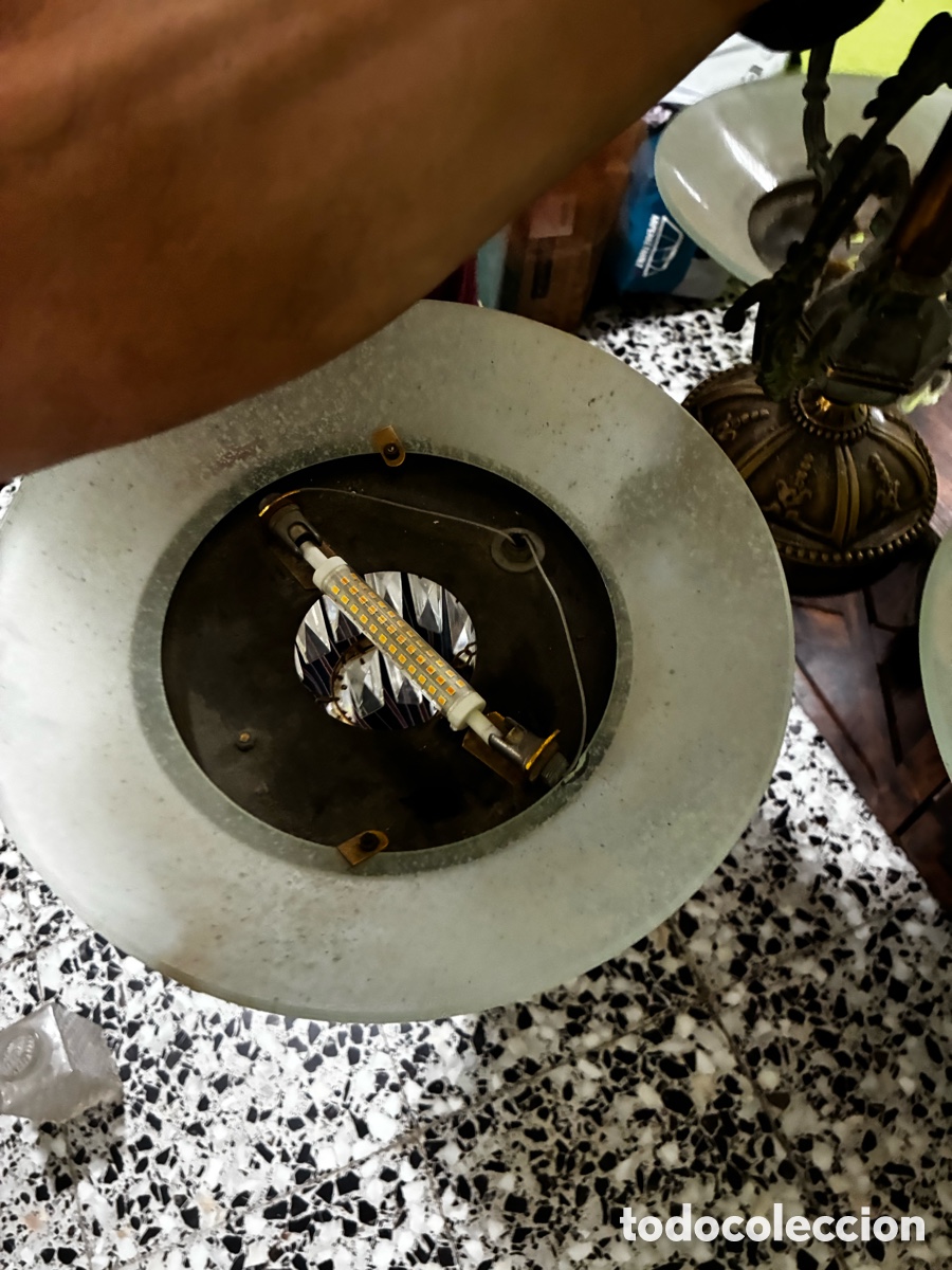 Antig&uuml;edades: L&aacute;mpara vintage bronce ara&ntilde;a - Foto 3