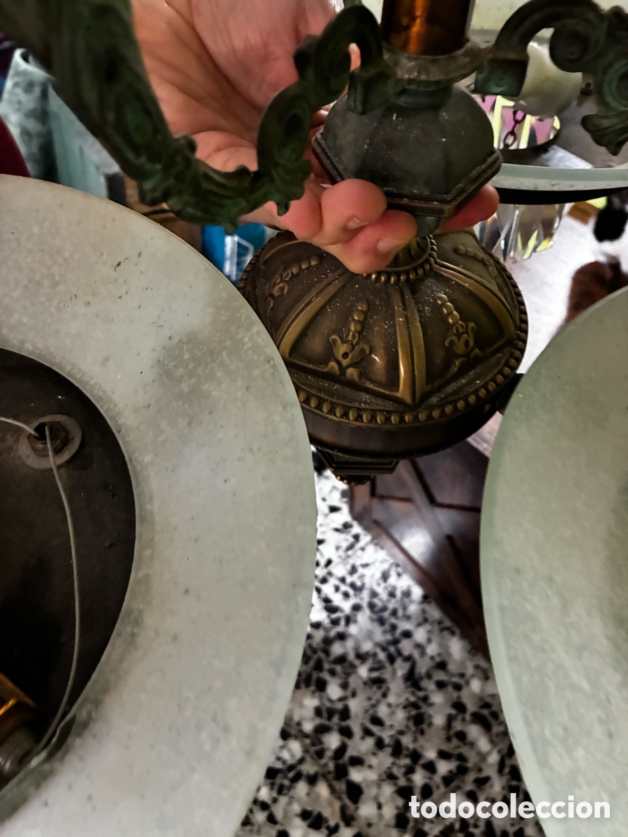 Antig&uuml;edades: L&aacute;mpara vintage bronce ara&ntilde;a - Foto 4