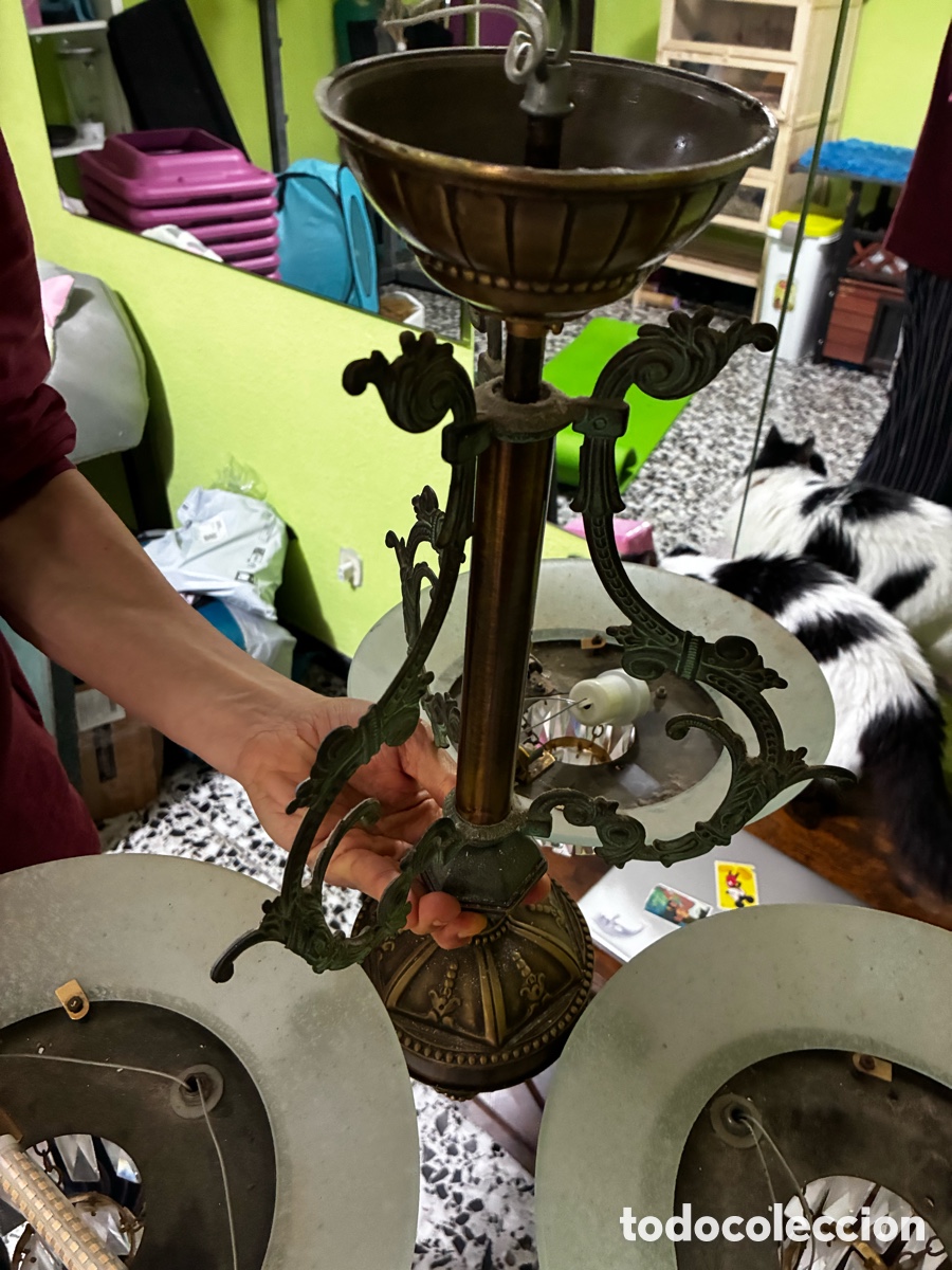 Antig&uuml;edades: L&aacute;mpara vintage bronce ara&ntilde;a - Foto 5