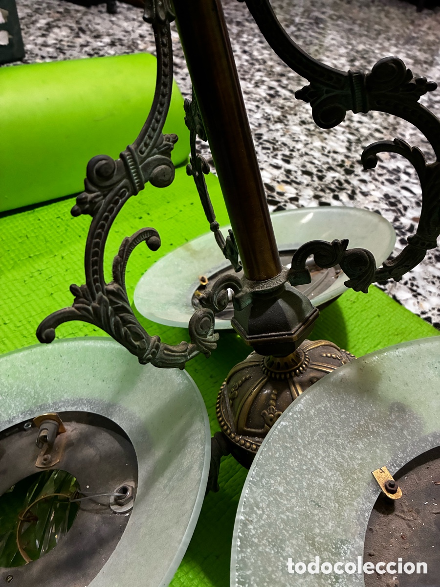 Antig&uuml;edades: L&aacute;mpara vintage bronce ara&ntilde;a - Foto 6