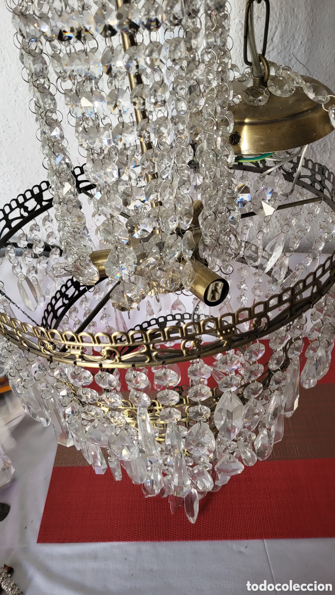 Antig&uuml;edades: Antigua l&aacute;mpara Ara&ntilde;a lagrimas cristal