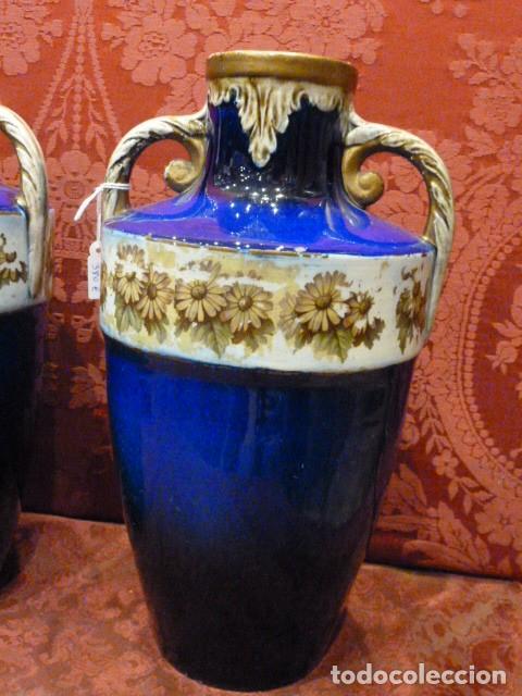 Antig&uuml;edades: Pareja jarrones &aacute;nforas azul cobalto - Foto 7
