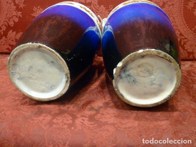Antig&uuml;edades: Pareja jarrones &aacute;nforas azul cobalto - Foto 9