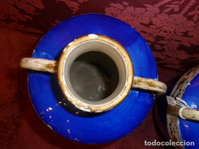 Antig&uuml;edades: Pareja jarrones &aacute;nforas azul cobalto - Foto 13