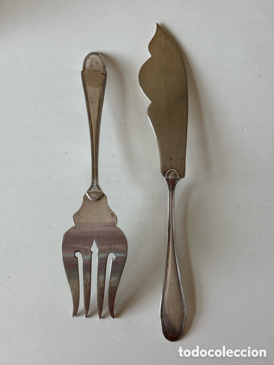 Antig&uuml;edades: Antiguos Cubiertos de servir pescado - Foto 2