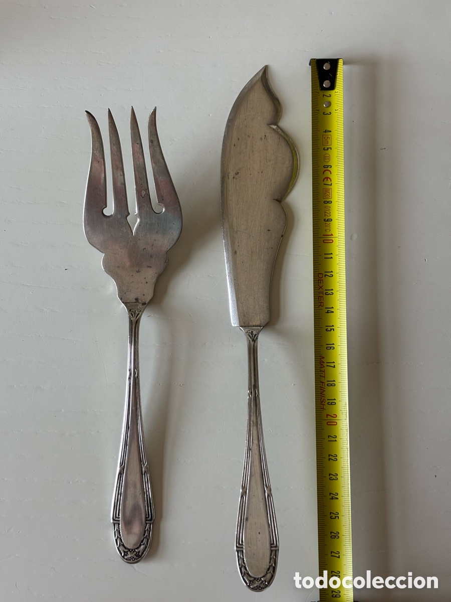 Antig&uuml;edades: Antiguos Cubiertos de servir pescado - Foto 3