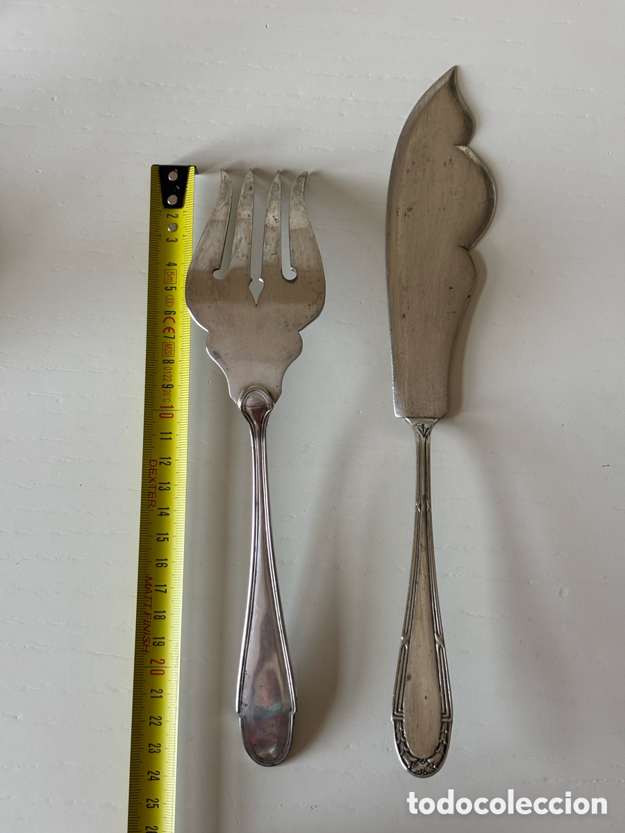 Antig&uuml;edades: Antiguos Cubiertos de servir pescado - Foto 4