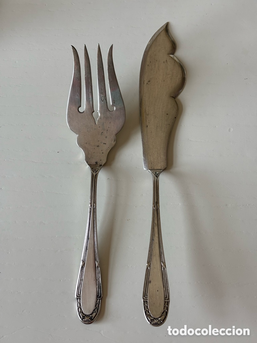 Antig&uuml;edades: Antiguos Cubiertos de servir pescado - Foto 1