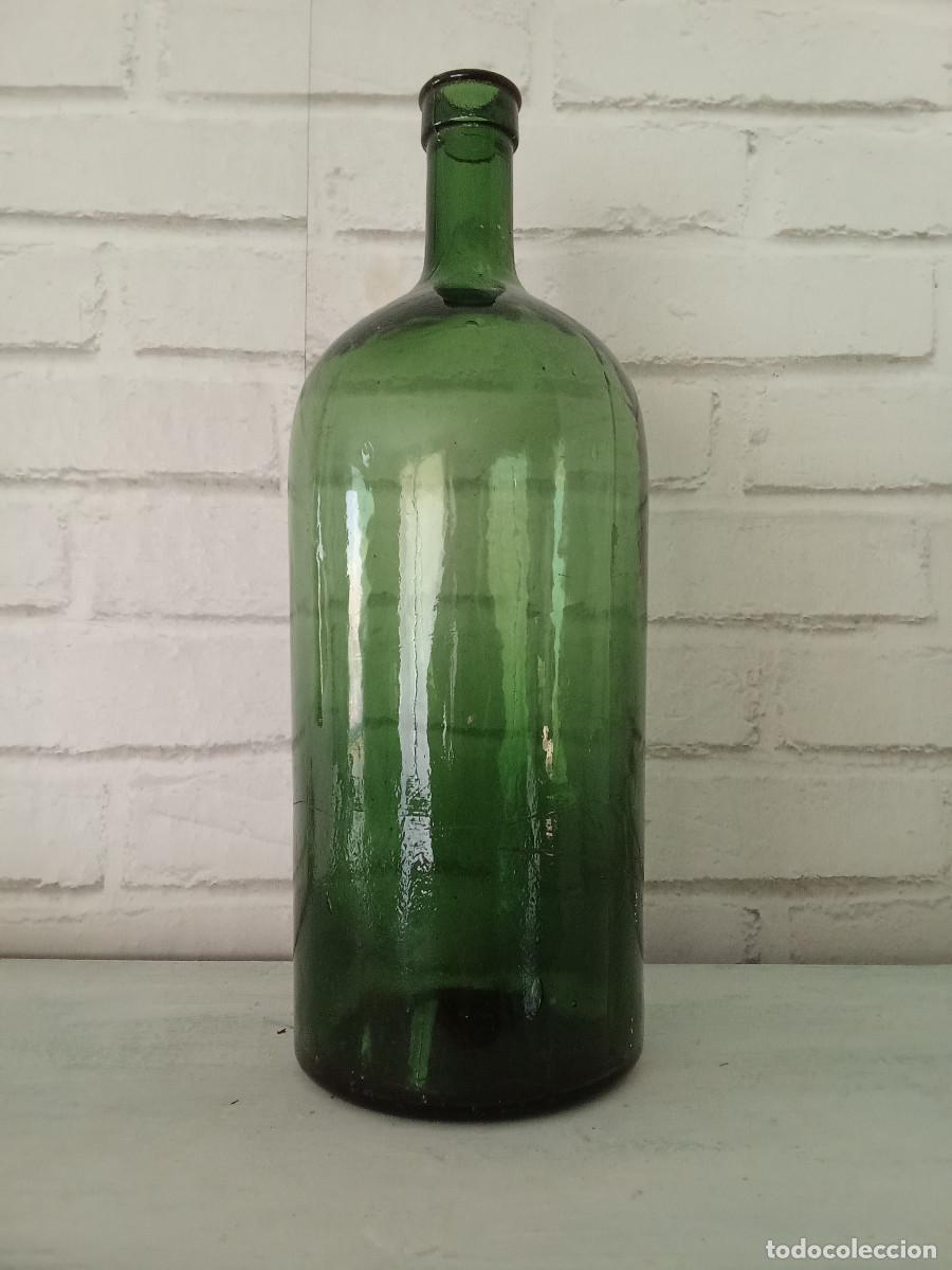 Antiques: Antiguo botell&oacute;n cristal vidrio verde 3 litros