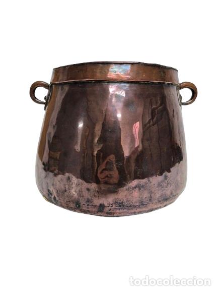 Antig&uuml;edades: Antigua Olla Victoriana, Inglaterra - Cobre Pulido - S.XIX