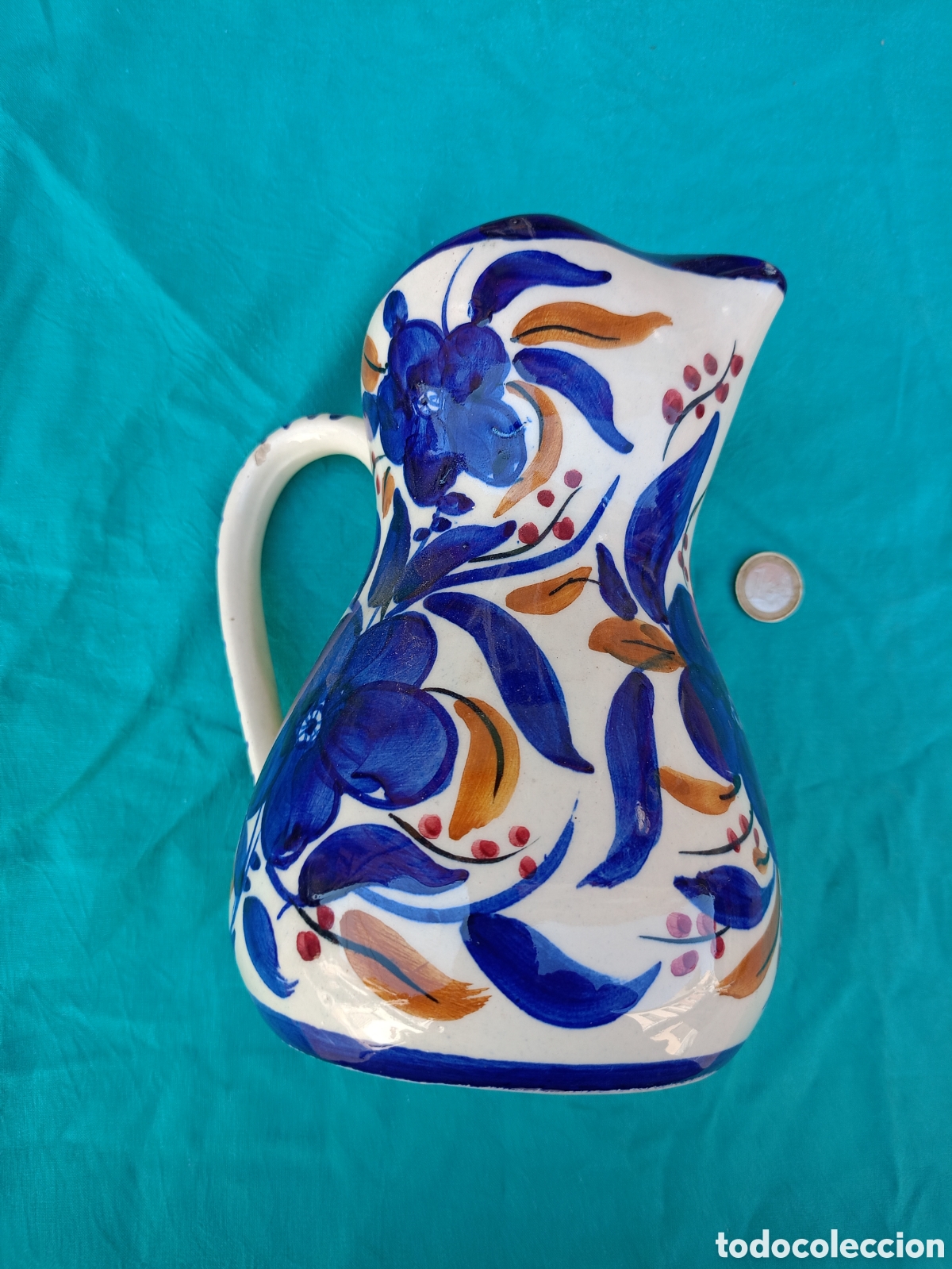 Antig&uuml;edades: JARRA DE MANISES PINTADA 20 CM - Foto 2