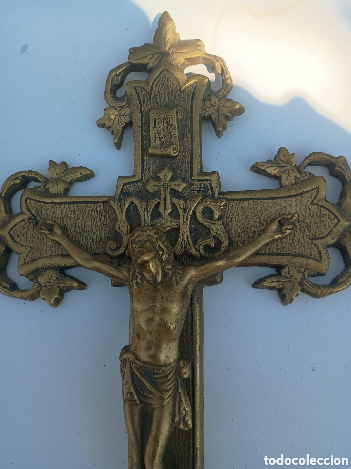 Antig&uuml;edades: Gran crucifijo bronce - Foto 2