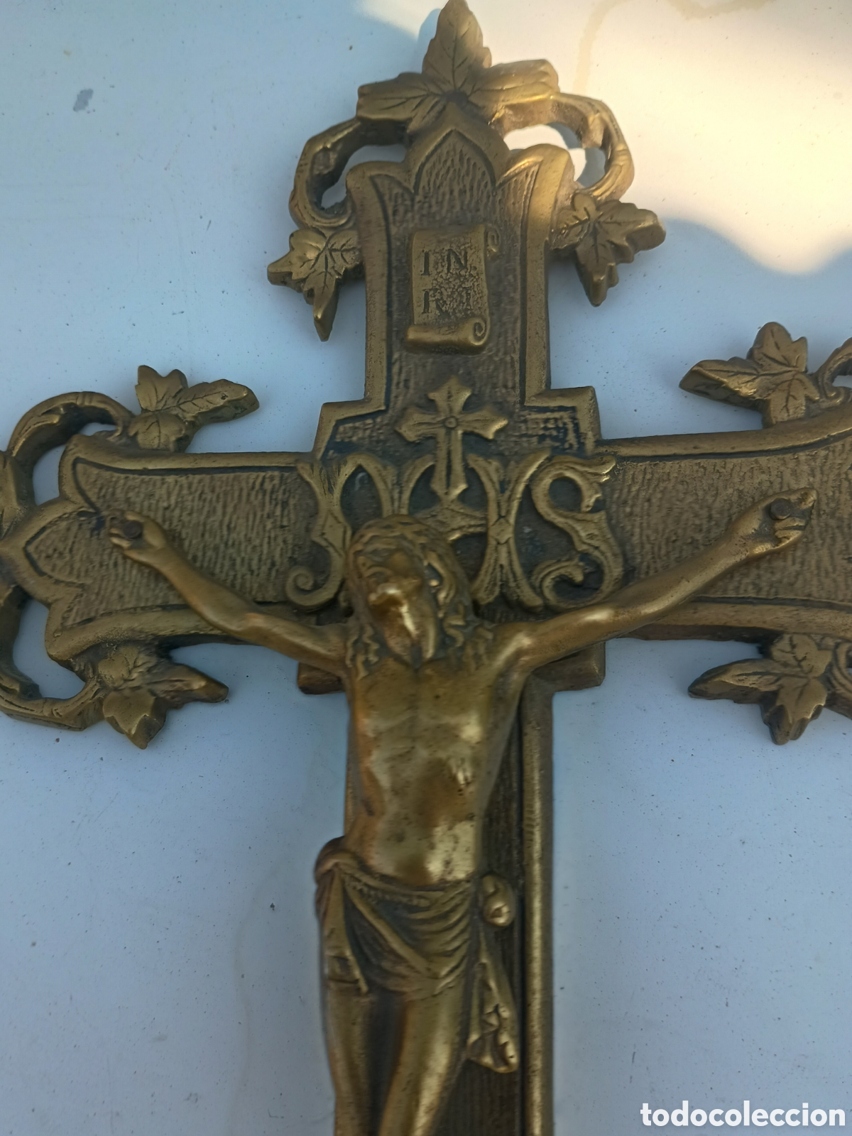 Antig&uuml;edades: Gran crucifijo bronce - Foto 4