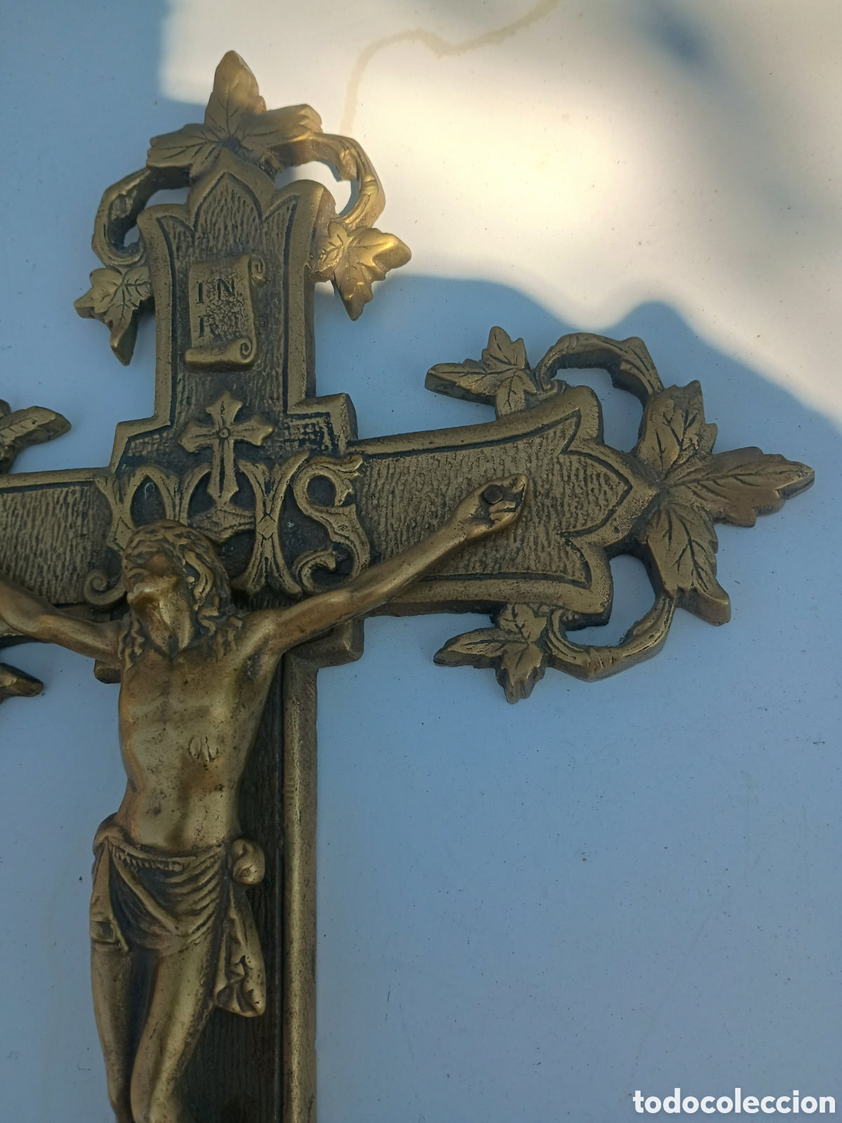 Antig&uuml;edades: Gran crucifijo bronce - Foto 5