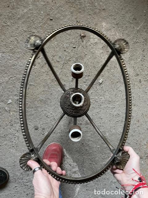 Antig&uuml;edades: PLAFON ANTIGUO BRONCE CON CRISTAL TALLADO - Foto 2