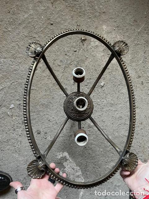 Antig&uuml;edades: PLAFON ANTIGUO BRONCE CON CRISTAL TALLADO - Foto 3
