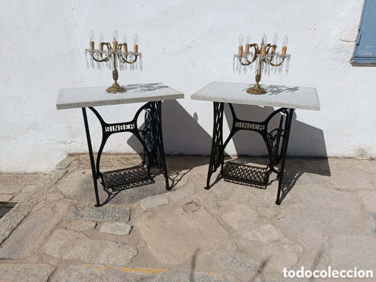 Antig&uuml;edades: Dos mesas de forja Singer y granito - Foto 3