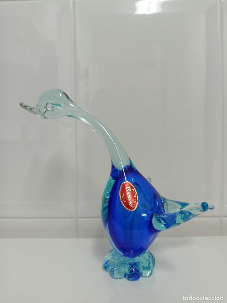 Antig&uuml;edades: Cisne de cristal de Murano azul - Foto 1