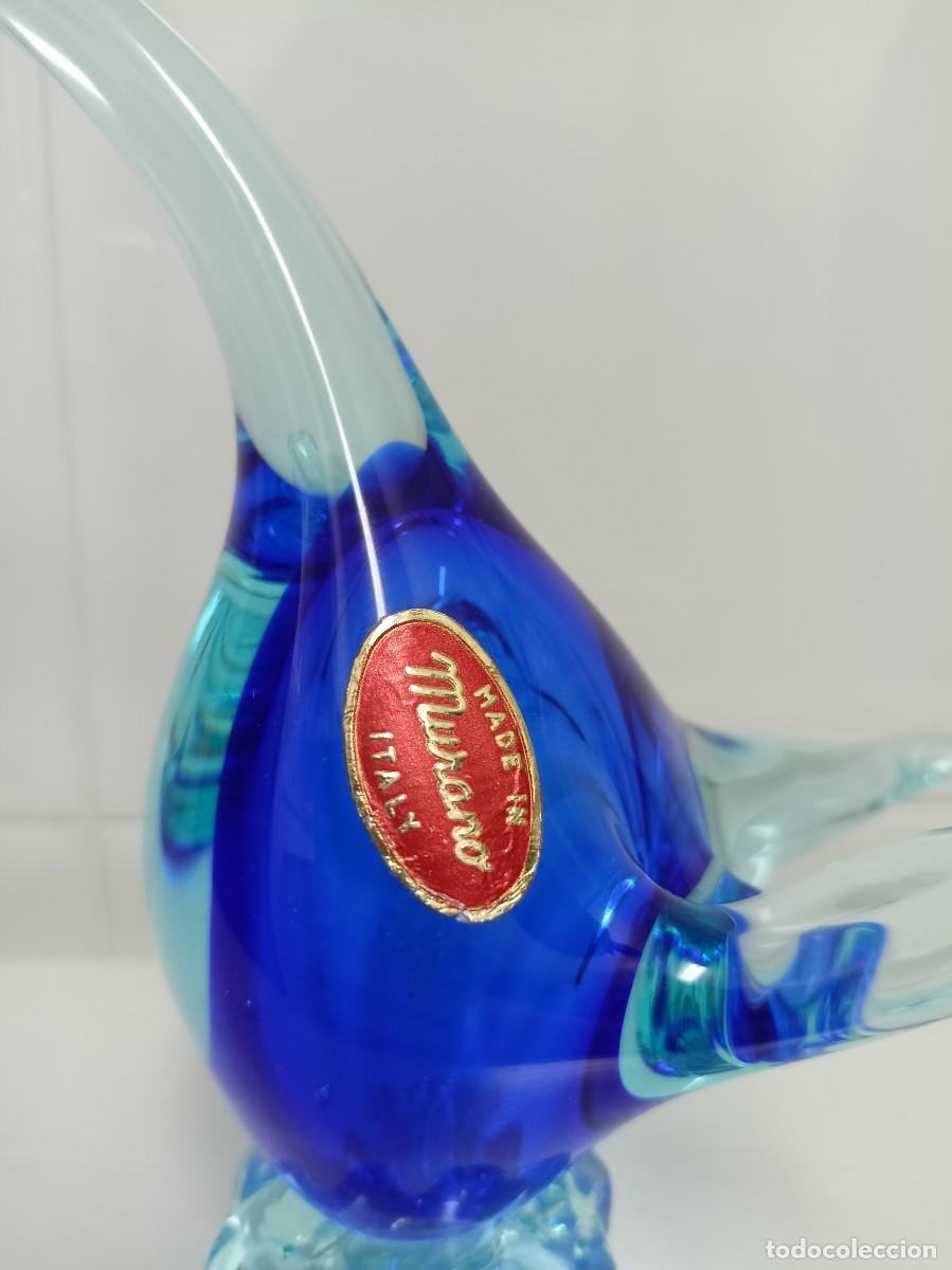 Antig&uuml;edades: Cisne de cristal de Murano azul - Foto 2