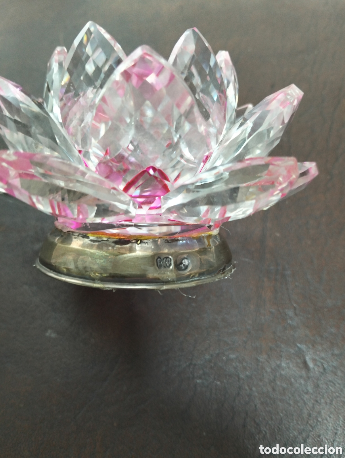 Antig&uuml;edades: Flor cristal loto con base plata - Foto 3