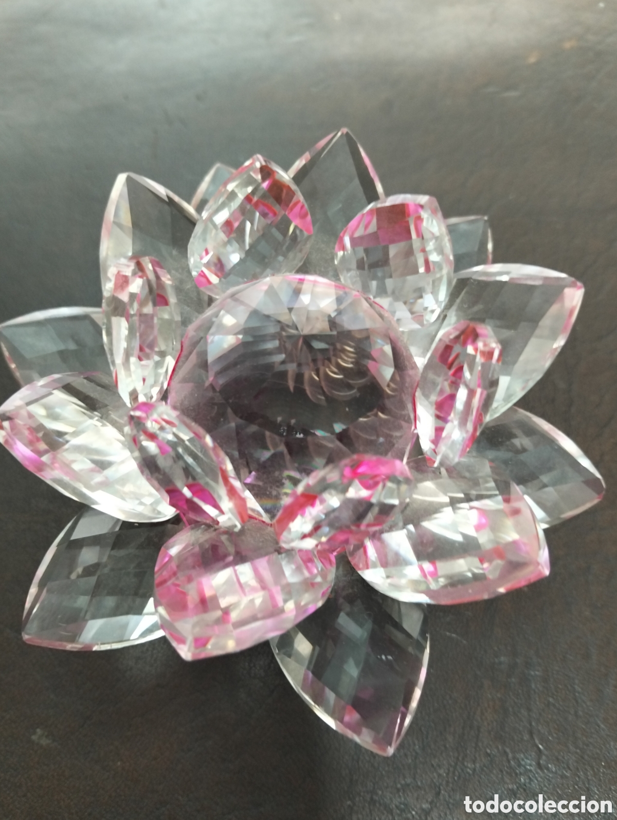 Antig&uuml;edades: Flor cristal loto con base plata - Foto 1