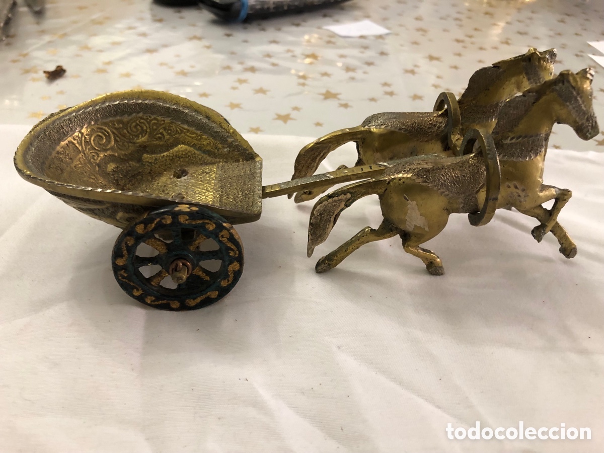 Antig&uuml;edades: Biga Romana en Bronce dorado - Foto 1