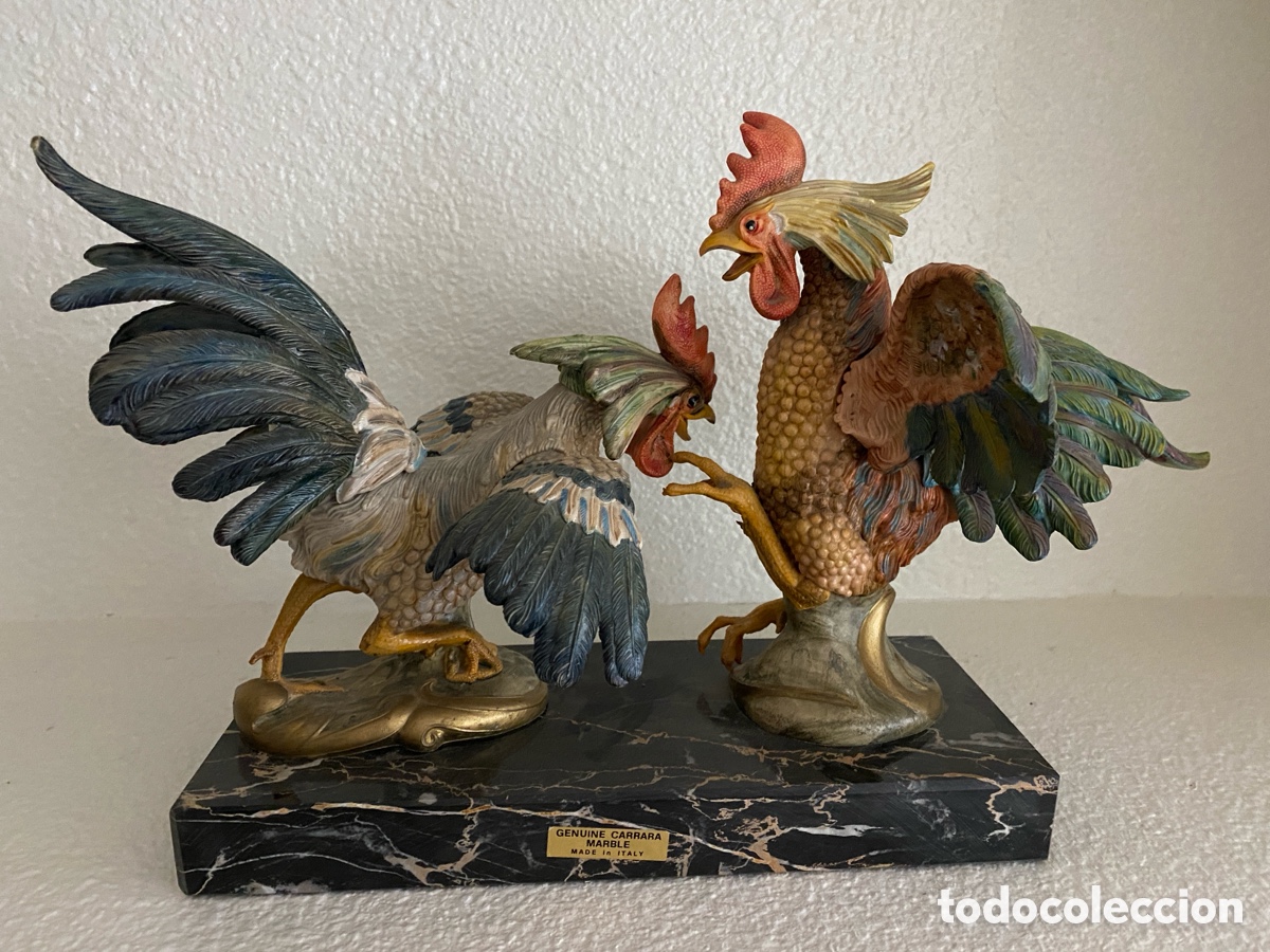Antig&uuml;edades: Gallos sobre base de m&aacute;rmol - Foto 5