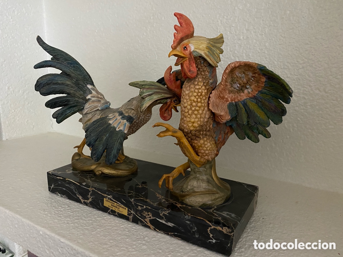 Antig&uuml;edades: Gallos sobre base de m&aacute;rmol - Foto 6